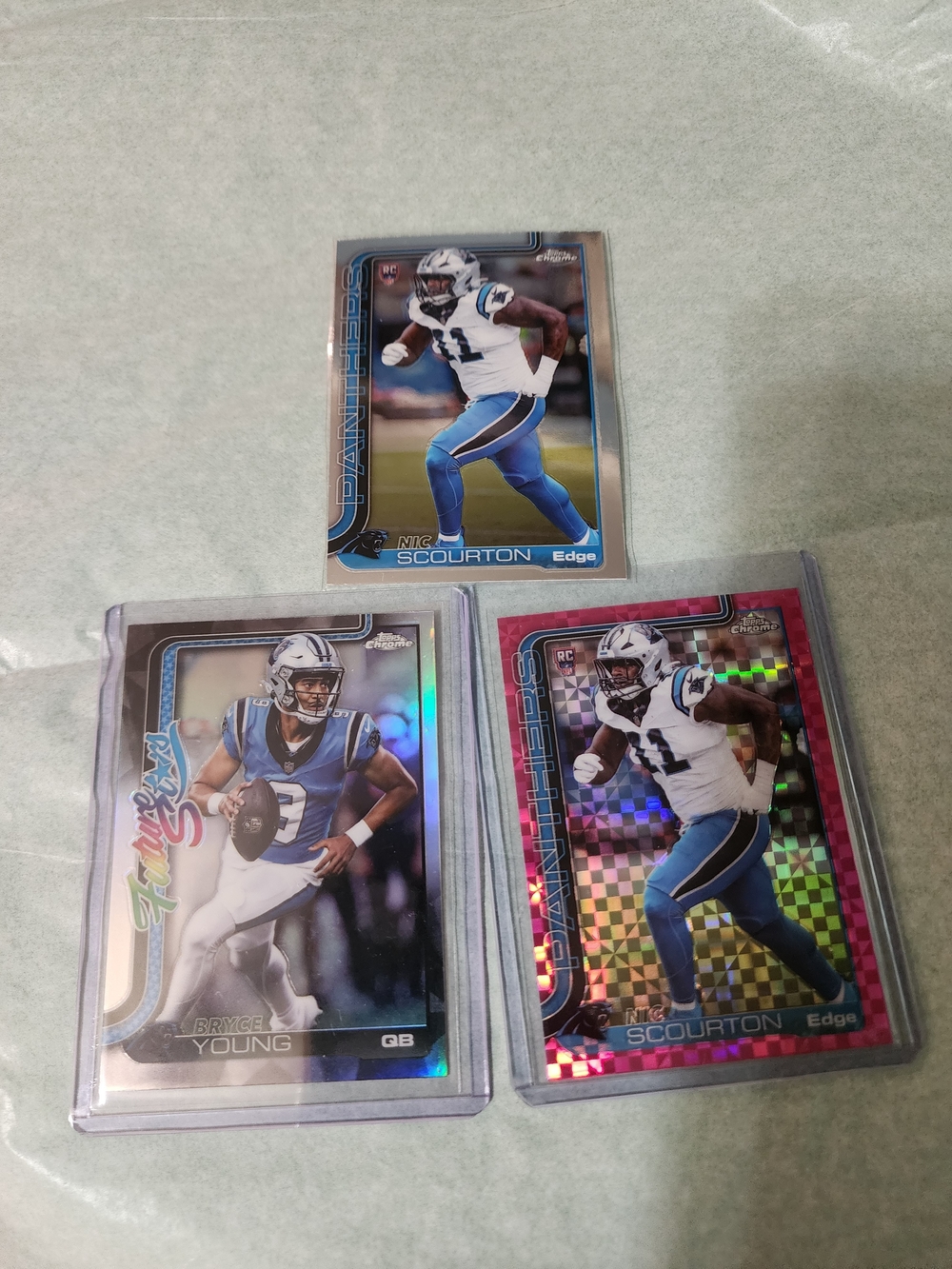 Topps Football Cards Carolina Panthers Lot Of 3 Young/Scourton